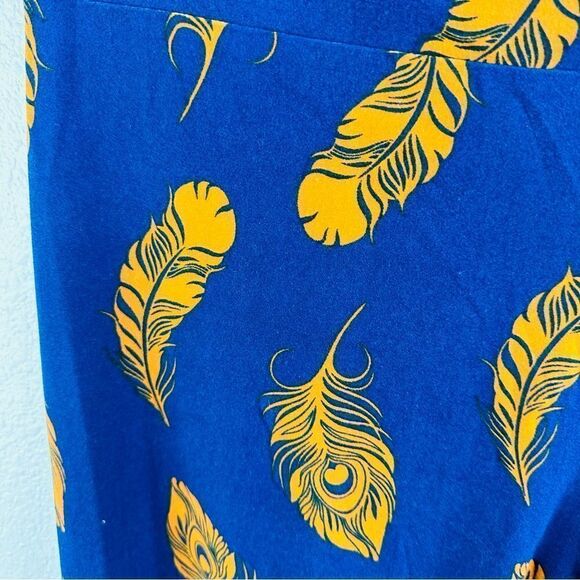 Lularoe Navy Orange Feather Leggings Tall and Curvy - Picture 2 of 4